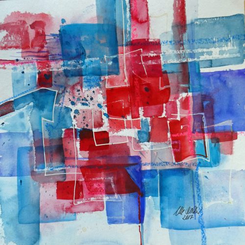 Blaue und rote Flächen